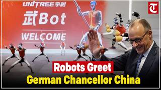 Dancing & Boxing Robots Welcome German Chancellor Friedrich Merz in Hangzhou, China