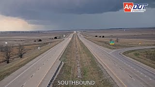 Arkansas: Minturn Rain Wrapped Tornado & Wall Cloud Captured By AR DOT Traffic Cam (12 x speed)