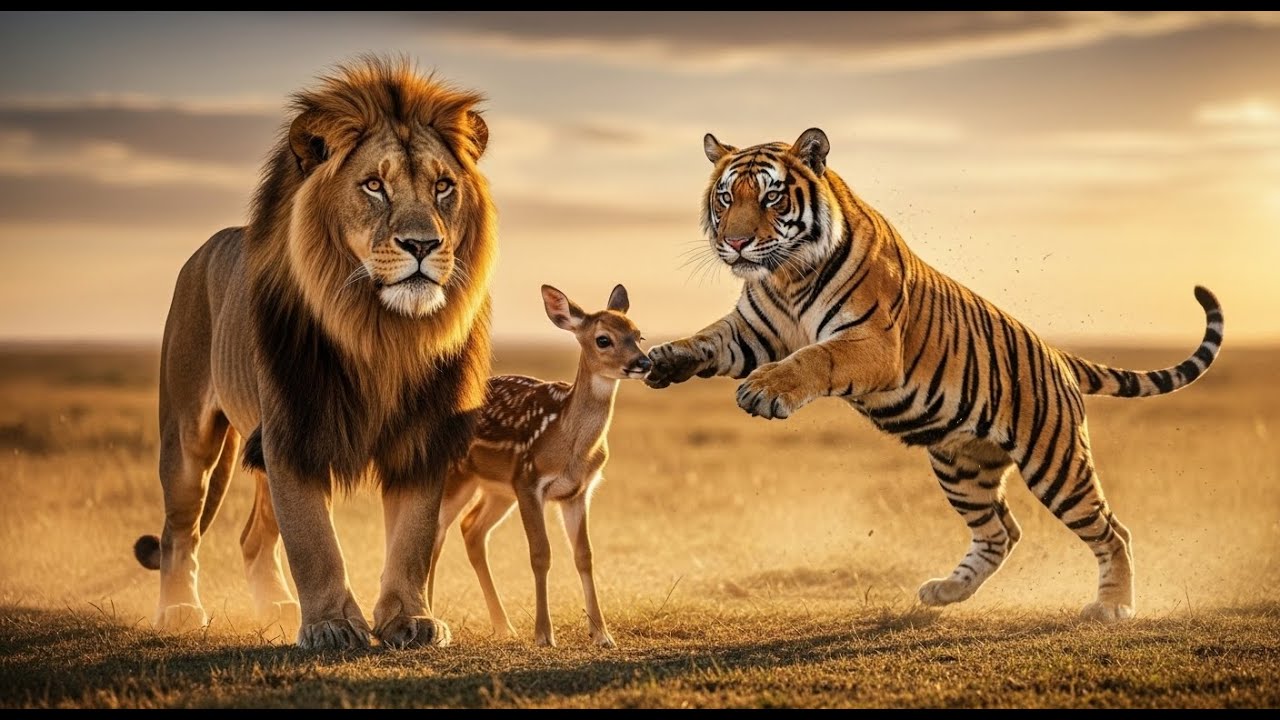 A Lion Saved a Baby Deer From Hyenas and Tiger | Emotional Animal Survival Story