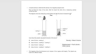 IGCSE Physics (Code: 0625) Density [Question 1]