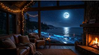 Ocean Night Piano | 🌙 Soft Ambient Sleep Music from Balcony View