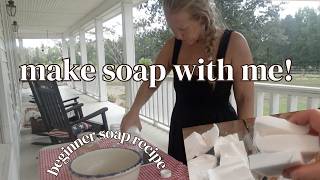 Making soap // beginner soap tutorial // soap recipe