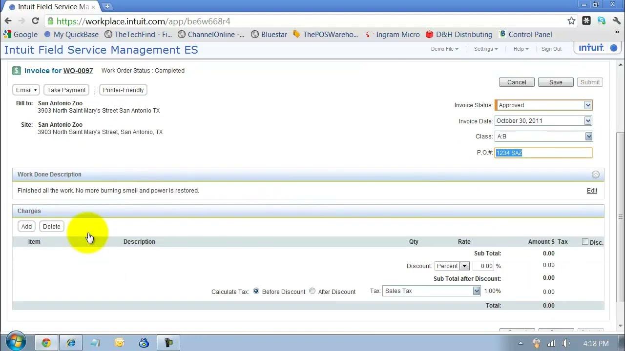 QuickBooks Work Order Intuit Field Service Management Corrigo FSM