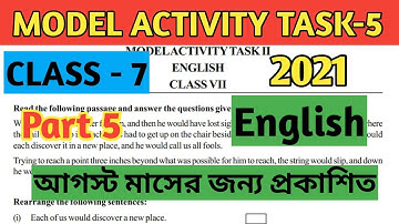 Class 7( সপ্তম শ্রেণি) English Model Activity Task Part 5 For August 2021@wbstudypoint