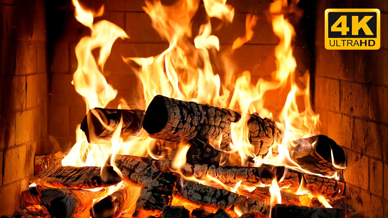 🔥 Уютный камин 24/7 – Горящие поленья, мерцающие огни и звуки для сна (Fireplace 4K)