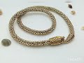 Gold necklace with snake ouroboro, Snake necklace choker, Ouroboros beaded necklace women