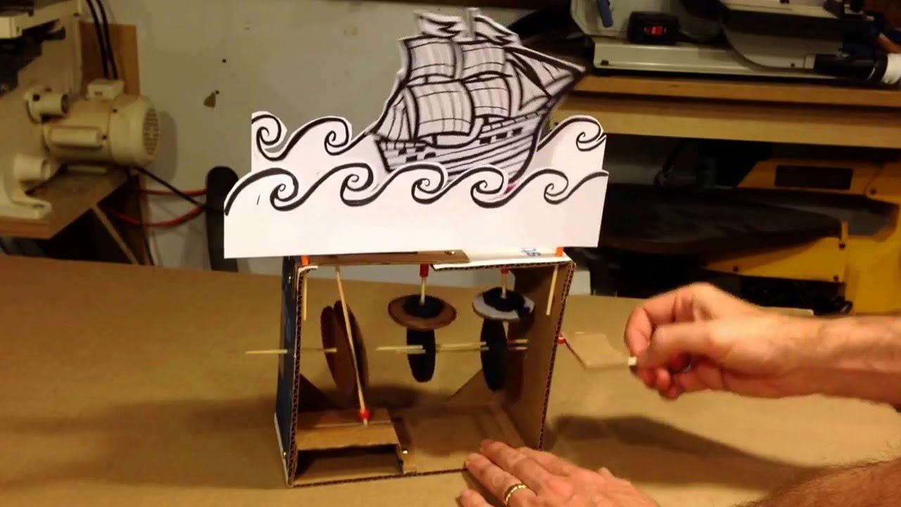 Cardboard Ship Automaton - YouTube