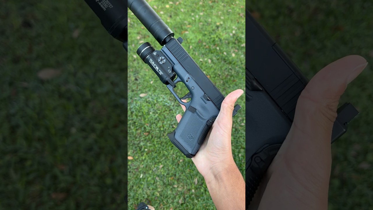 Grey Glock 19 gen 5 mos suppressed # 