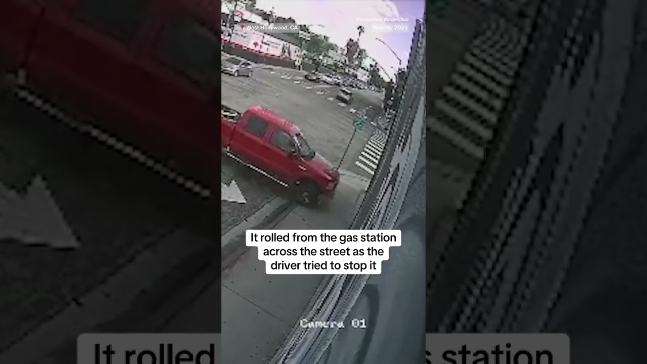 Runaway truck crashes into California barbershop