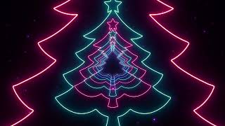3H Neon Christmas Tree Loop 🎄✨ | Glowing Holiday Lights in 4K | Relaxing Festive Magical Background