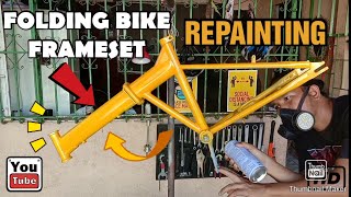 HOW TO REPAINT FOLDING BIKE FRAMESET | REPAINTING OF FOLDING BIKE INTO ORANGE YELLOW