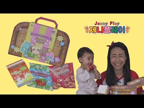 Jenny <strong>play</strong> unboxing Squeezamals Picnic <strong>Pack</strong> 피크닉 도시락 스퀴시 미스테리팩 장난감