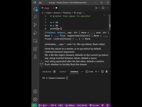 Greater then equal to operator in python #comparison #operator - YouTube