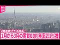 【実質GDP】2期連続プラス成長  1－3月期  年率2.1％増