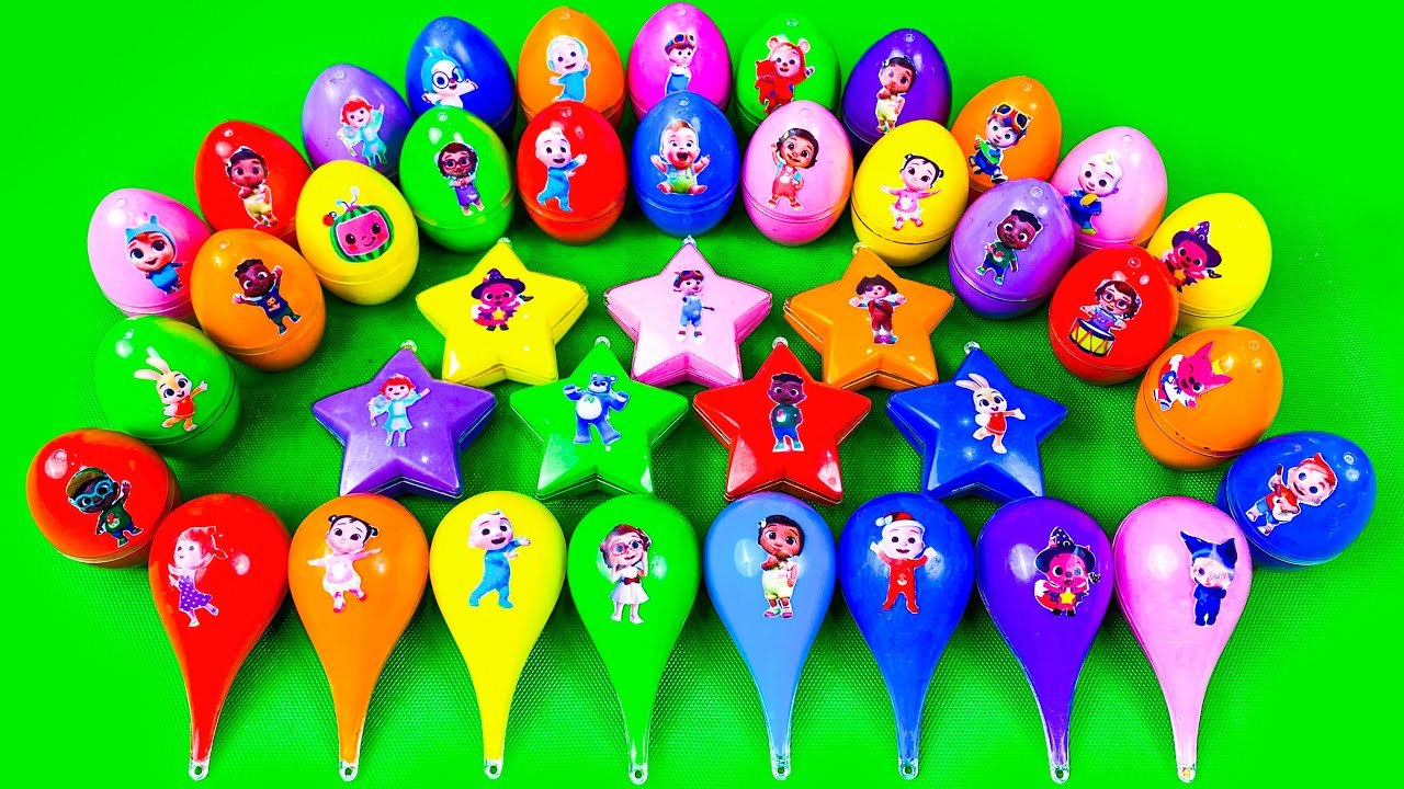 Cocomelon Slime🌈 Finding Surprise Slime Eggs & Star Colorful with JJ & Pinkfong! Satisfying ASMR