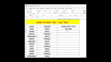 How to Auto add Mr and Mrs woth Names in Excel | How to Mr and Ms in Excel |#excel #ytshorts #shorts