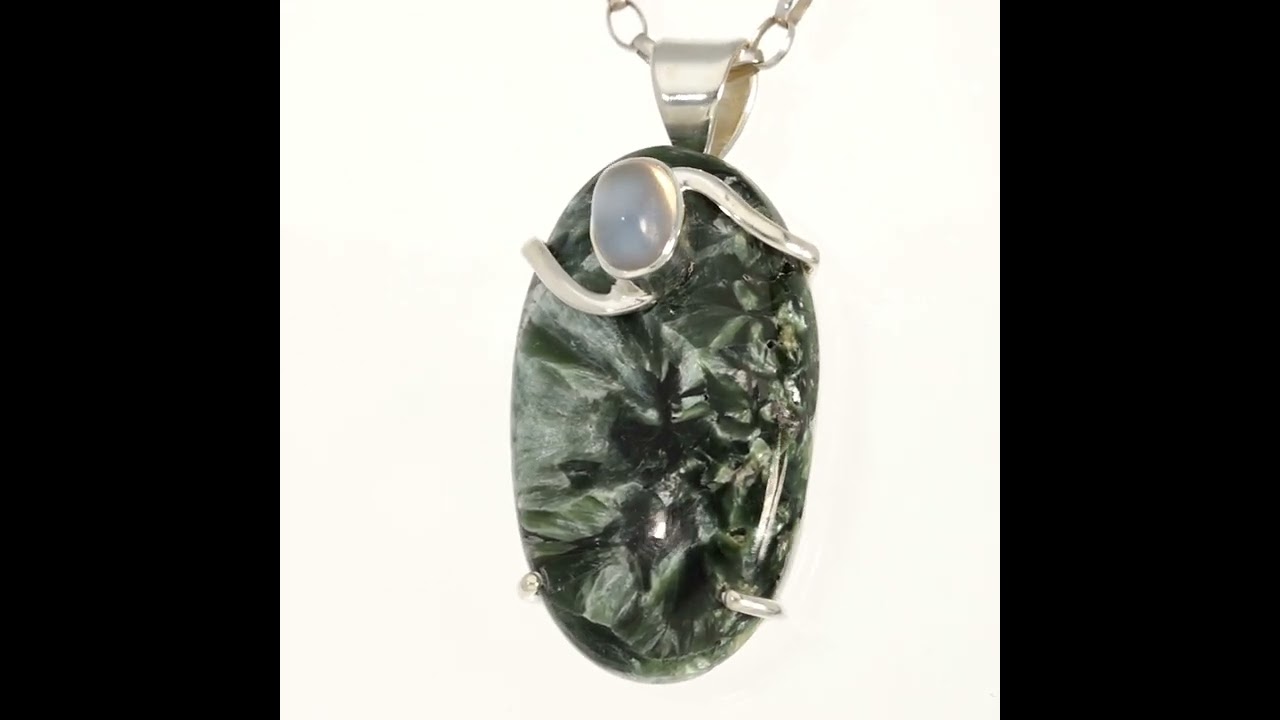 Moonstone & Seraphinite Silver Pendant
