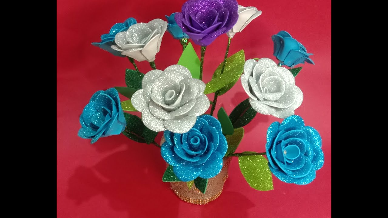 طريقه عمل ورده من الفوم  - ورد من الفوم - افكار من بواقى ورق الفوم