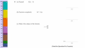 Q8 (Expand & Factorise) June 2012 Edexcel Maths GCSE Paper Higher Paper 1 Non-Calculator Exam 1MAO