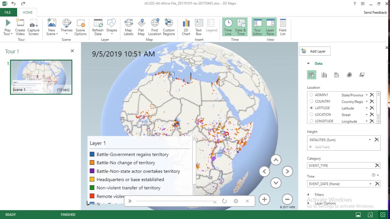 Creating a Map using Excel 3D Map - YouTube
