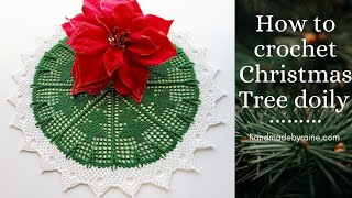How to crochet Christmas Tree doily 🎄
