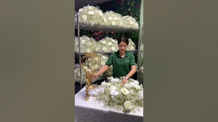 White Rose Babybreath Floral Row Wedding Arrangement Table Centerpiece Deco #floraldesign #diy