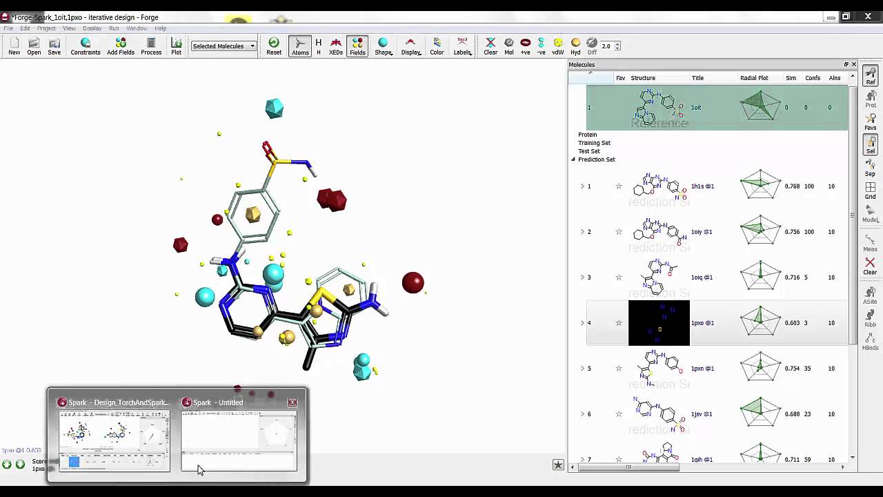 Ligand design using Torch and Spark in tandem – molecule growing