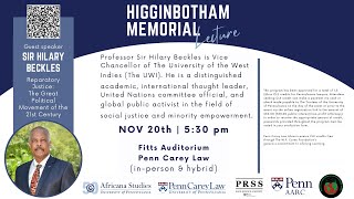 2023 Higginbotham Memorial Lecture with Sir Hilary Beckles