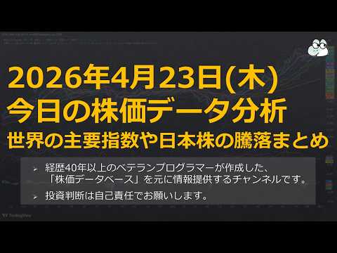 今日の株価データ分析 世界の主要指数・騰落レシオ・日本株銘柄まとめ