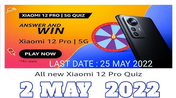 Amazon Funzone XIAOMI 12 Pro 5G Quiz Answers Today|2 May 2022 | Daily Quiz Time