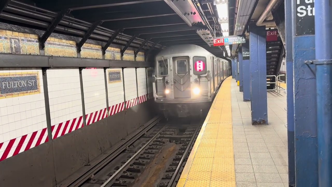 IRT Seventh Avenue Line: R142 and R62 subway cars on the 2 and 3 Lines at Fulton Street 