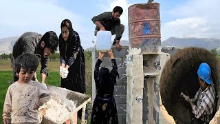 Ali Family Quest in Building a Bathroom Shower, Digging a Sewage Well, and Crafting a Cement Lid