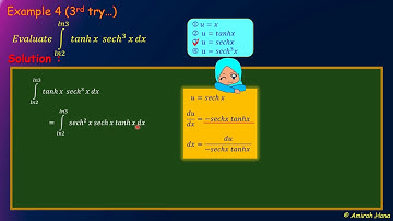 integration of hyperbolic functions eg 4 (how to choose the correct u)