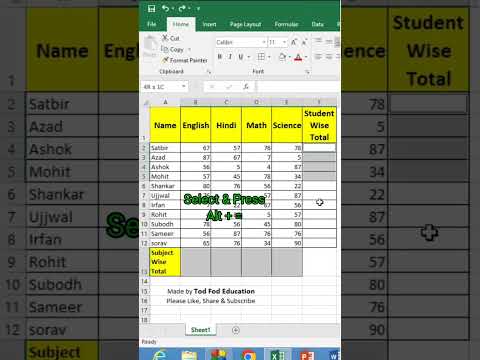 Sum formula in excel - Excel Tips & Tricks -@todfodeducation
