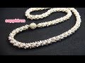 【ビーズステッチ】2mmのラウンドビーズとスワロフスキーで編むネックレスの作り方☆ How to make a necklace using 2mm swarovski crystals.