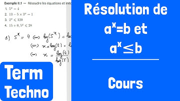 Cours : Équations et inéquations a^x=b ou a^x≤b (logarithme décimal)