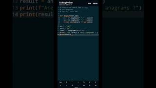 "Checking Anagram string" Most Frequently asked python interview questions #python #interview