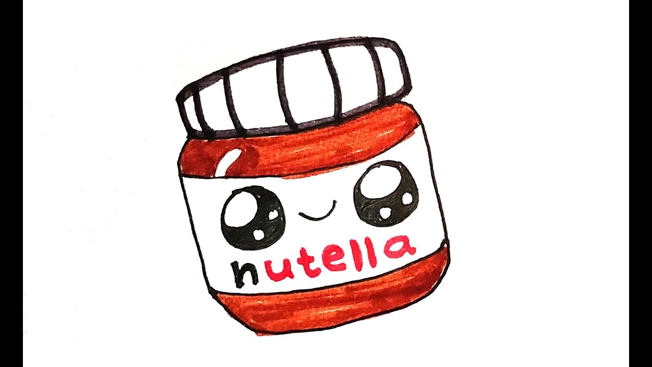 LEARN HOW TO DRAW A NUTELLA EASY STEP BY STEP CUTE NUTELLA DRAWING