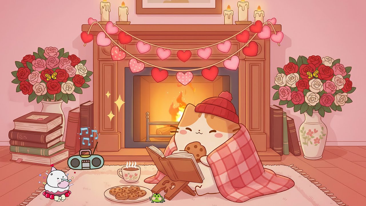 Mochi’s Happy Valentine Chill 💌✨Lofi Beats for Calm Study Time 🍪 Relax & Focus with Cozy Vibes