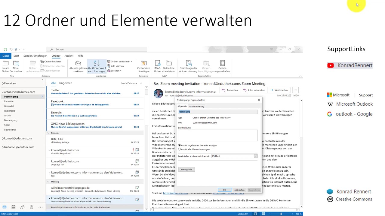 Update KonradRennert365 - Outlook: Ordner und Elemente verwalten