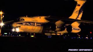 IL-76TD-90VD volga-dnepr airlines pushback, taxi and takeoff ostend airport