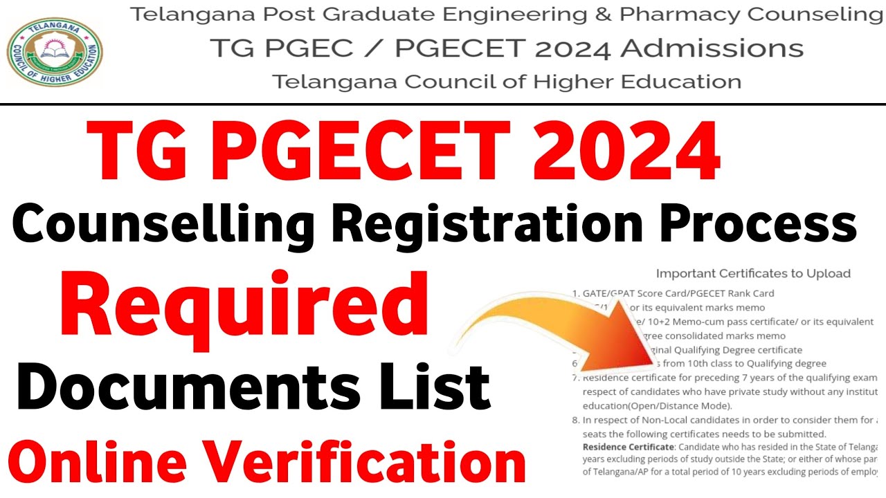 TS PGECET 2024 Required Documents for Counselling Registration | PGECET ...