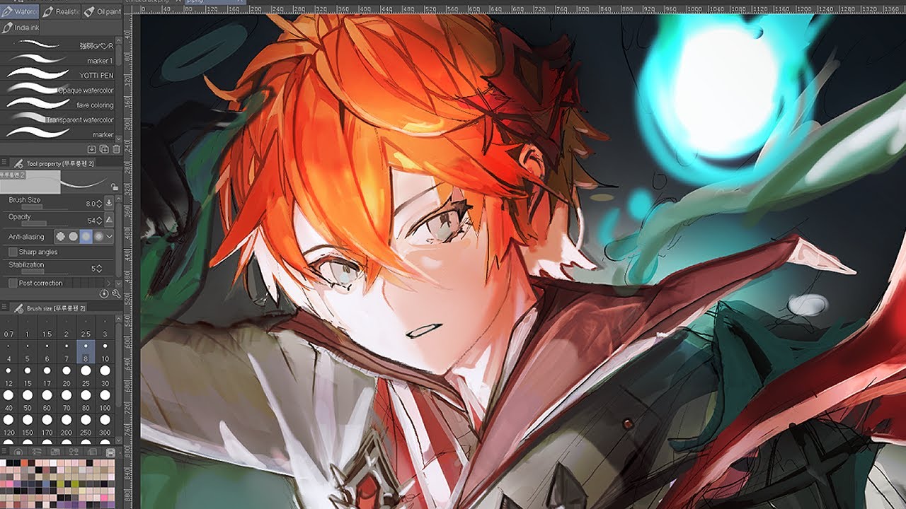 Illustration Making 描いてみた 公子 原神 イラストメイキング Clip Stuidio Paint Youtube