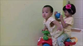 Playing ELC Ride On with my sister.