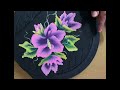 Purple Flowers -334 #acrylicpainting #floralpainting #decorativepainting #onestrokepainting #folkart