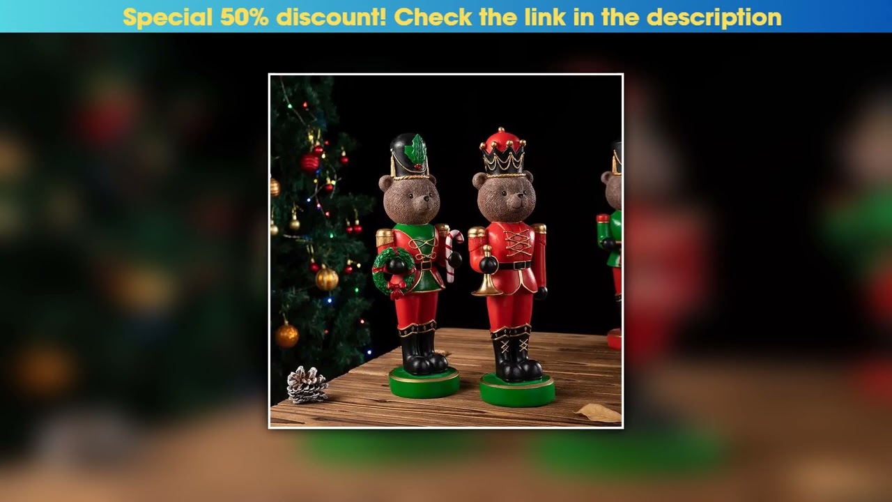 Best Seller Vilead Resin Bear Nutcracker Statue Christmas Soldier Figurines Model Home Desk Bookshe