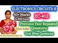 Electronics circuits-II Previous Year Repeated very important Questions | EC-402| #youtube #shorts