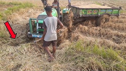 Deutz Fahr 4x4 Stuck in Mud with Trolley