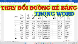 Cách thay đổi đường kẻ bảng trong Word