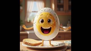 Cute Kawaii Boiled Egg Character on Breakfast Plate# viral # short Cartoon #funny